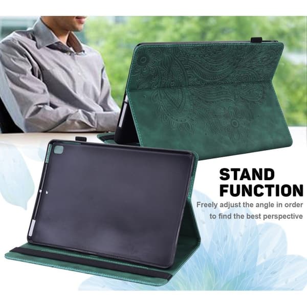Läderfodral med blomstermotiv för Lenovo Tab M10 FHD Plus - Grön Grön