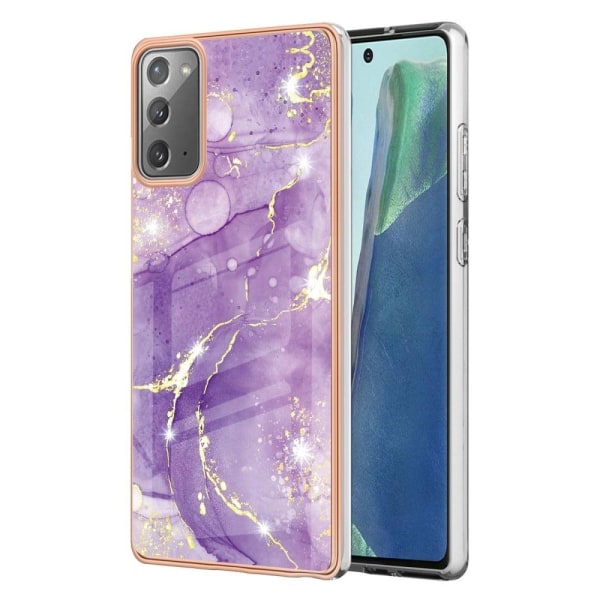 Marble Samsung Galaxy Note 20 Etui - Lilla Marmor Haze Purple