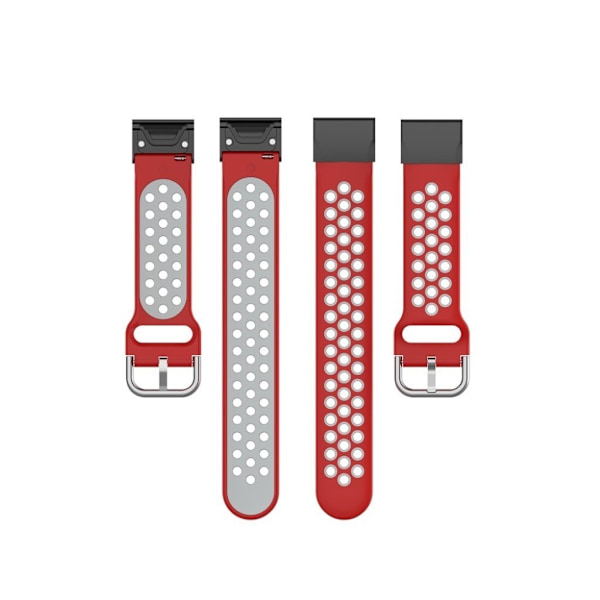 Kaksivärinen kellonauha Garmin Fenix -kelloon - Punainen / Harmaa Red