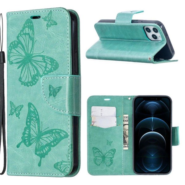 Butterfly iPhone 12 / 12 Pro flip case - Green Green