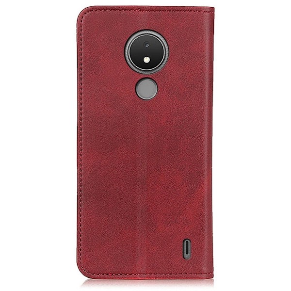 Nokia C21 lompakkokotelo, aitoa nahkaa - Punainen Red
