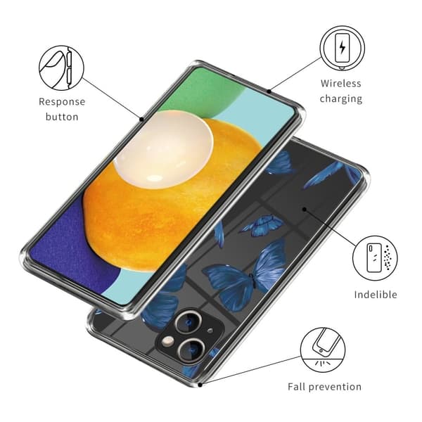 Deco iPhone 15 Plus kotelot - Sininen Perhosia Blue