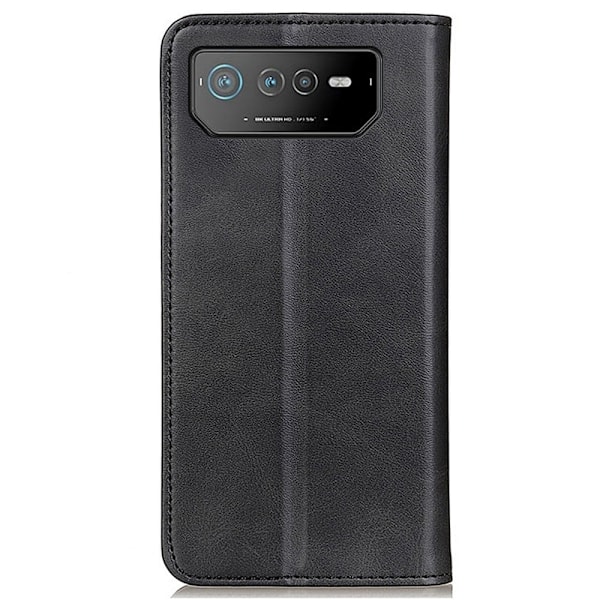 Flip Etui med Pung i Ægte Læder til ASUS Rog Phone 6 - Sort Black