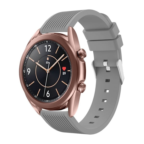 Samsung Galaxy Watch 3 (41mm) pinstriped silikone rem - grå Silver grey