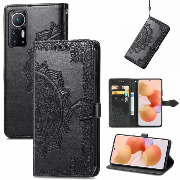 Mandala Xiaomi 12 / 12x Flippetui - Svart Black