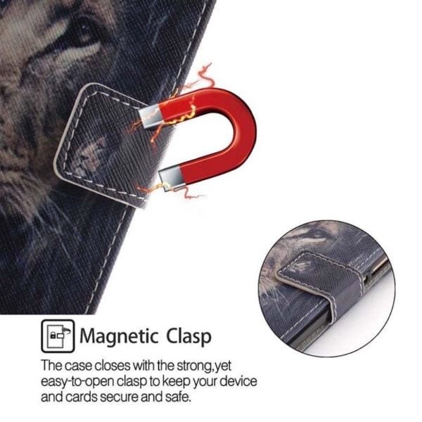 iPhone Xs Max flip cover i mønstret læder - Lion Multicolor