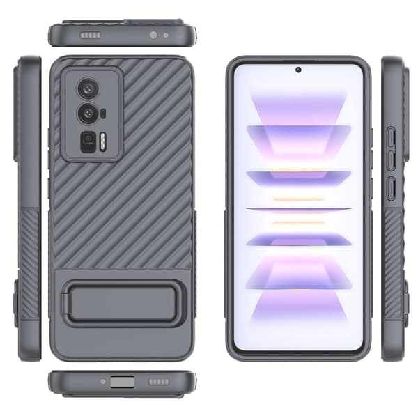 Beskyttende anti-ridse cover med kickstand til Silver grey