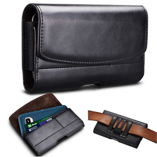 Universal leather pouch with belt clip size: XXXL Black