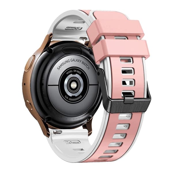 22 mm universellt dubbelfärgat silikonband - Rosa / Vit Rosa