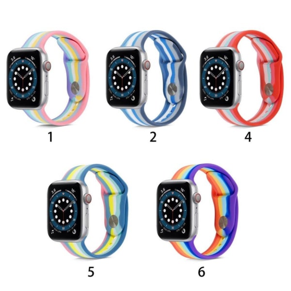 Apple Watch 40mm regnbuefarvet silikoneurrem - Dyb Regnbue / Stø Multicolor