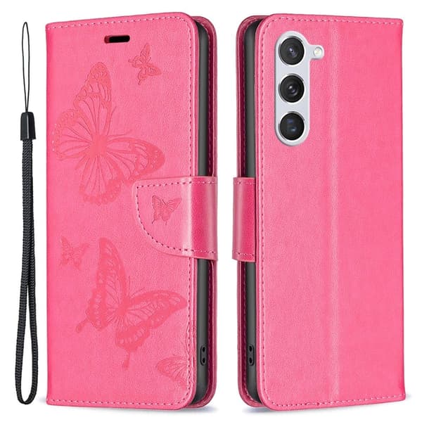 Butterfly Samsung Galaxy S24 nahkakotelo - Pinkki Pink
