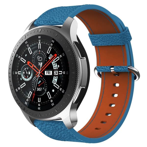 Samsung Gear S3 Classic / S3 Frontier / Galaxy Watch 46mm ægte læder Urrem - Babyblå Blue