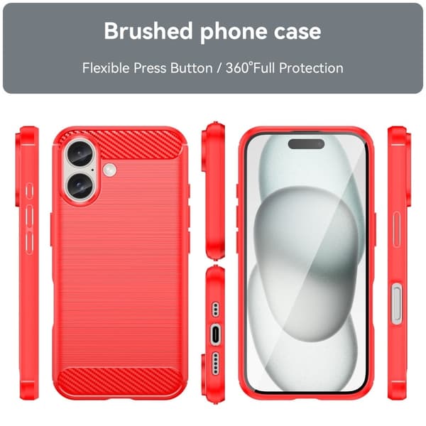 Carbon Flex iPhone 16 deksel - Rød Red