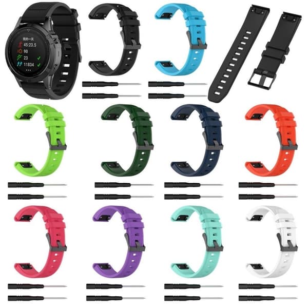 Garmin Approach S60 erstatnings urrem i silikone med Twill tekstur - Sort Black