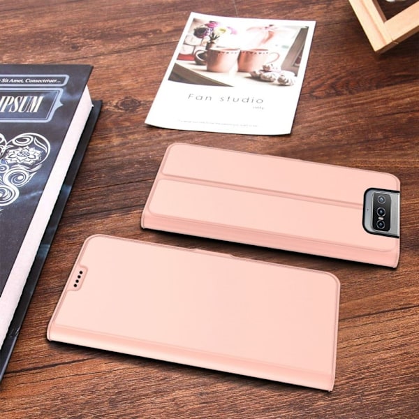 Smidigt och tunt PU-läder Asus Zenfone 8 Flip fodral - Rosa Rosa