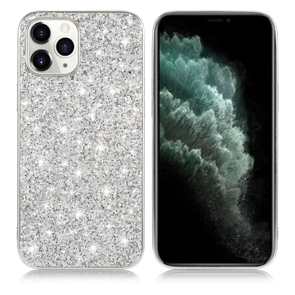 Glitter iPhone 12 Pro / iPhone 12 kotelot - Hopea Silver grey