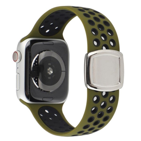 Apple Watch 40mm dual tone in multi-hole silicone watch strap - Olive / Black Svart