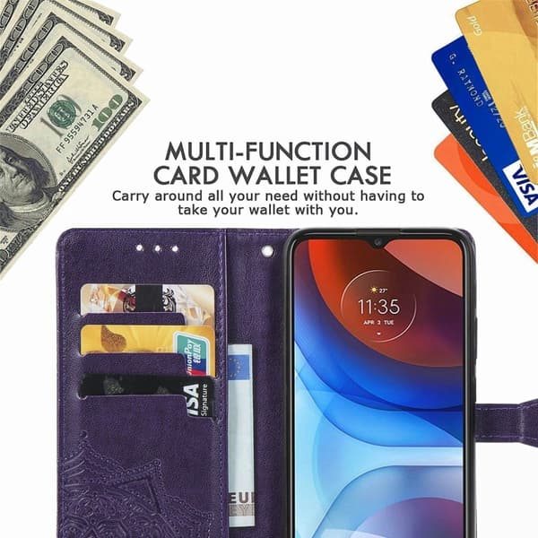 Butterfly Motorola Moto E7 Power Flip Etui - Lilla Purple