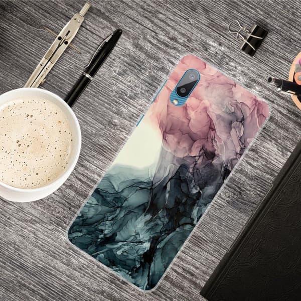 Marble Samsung Galaxy M02 / A02 Etui - Pale Pink og Grønn Klinkekule Multicolor