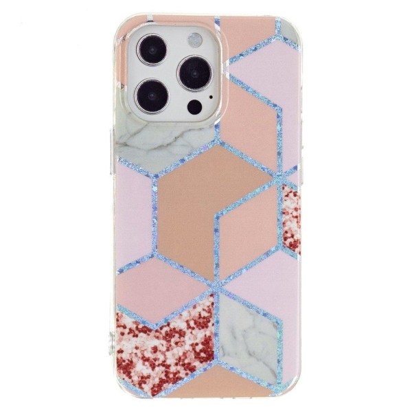 Marble design iPhone 13 Pro Max cover - Lyserød Rombe Multicolor