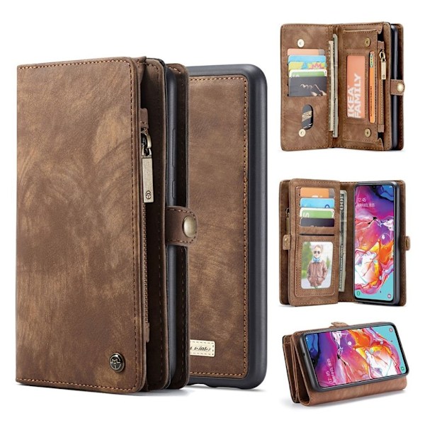 CaseMe Samsung Galaxy A70 Zipper Wallet Etui - Brun Brown