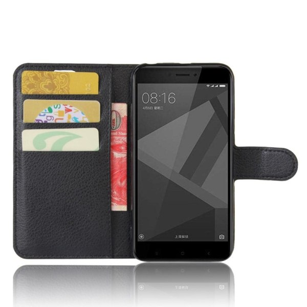 Xiaomi Redmi 4X Enfärgat fodral med plånbok - Svart Svart