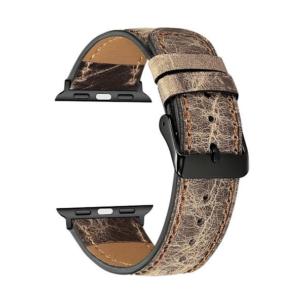 Apple Watch Series 4 44mm crackle ægte læder Urrem - Titanium Grå Silver grey