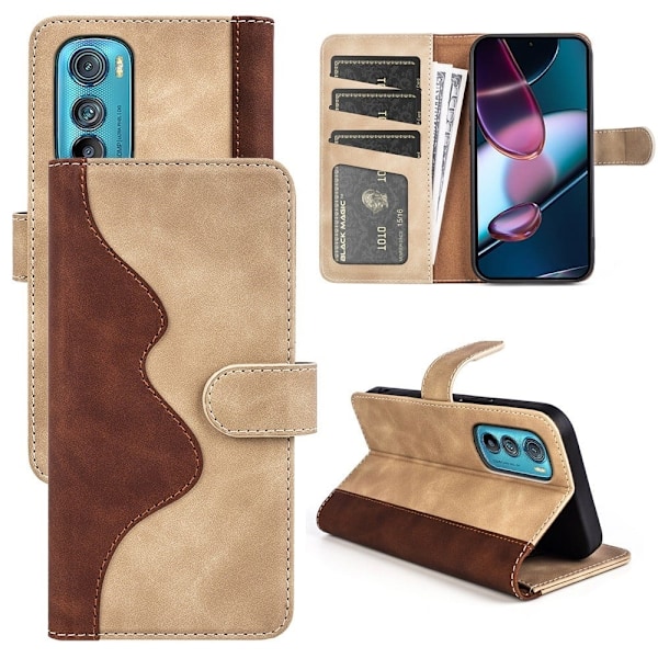 To Farvet Læder Flip Case til Motorola Edge 30 - Gul Yellow