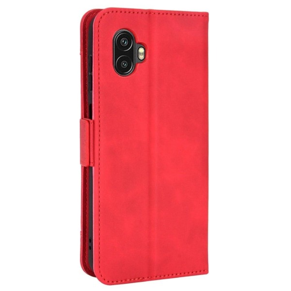 Modern-styled leather wallet case for Samsung Galaxy Xcover 6 Pr Red