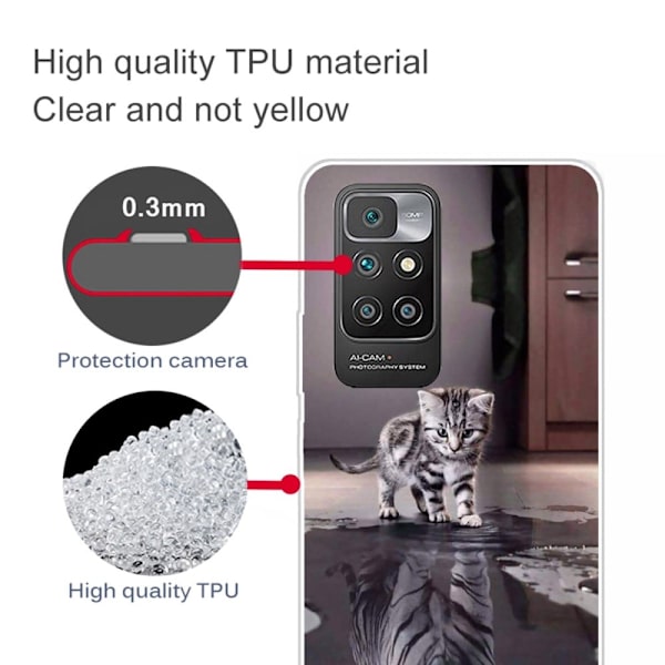 Marble Xiaomi Redmi 10 Prime / Redmi 10 Etui - Kat og Tiger Reflection Silver grey