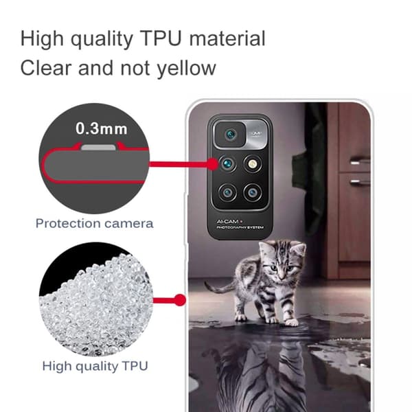 Marmormotiv Xiaomi Redmi 10 Prime / Xiaomi Redmi 10 skal - Katt Och Tiger Reflektion Silvergrå