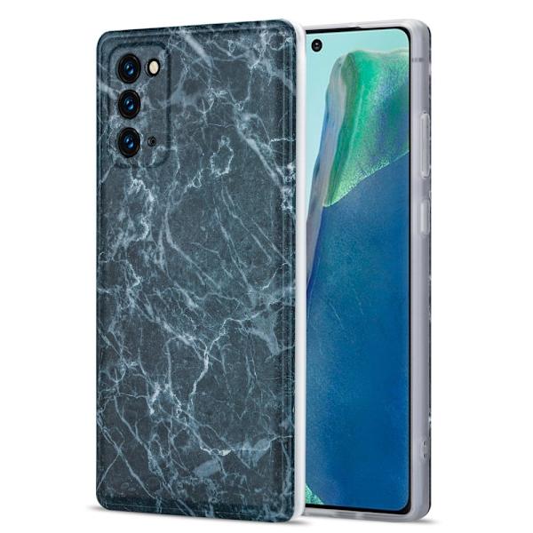 Marble Samsung Galaxy Note 20 5G / Note 20 Etui - Dark Grå Klinkekule Silver grey