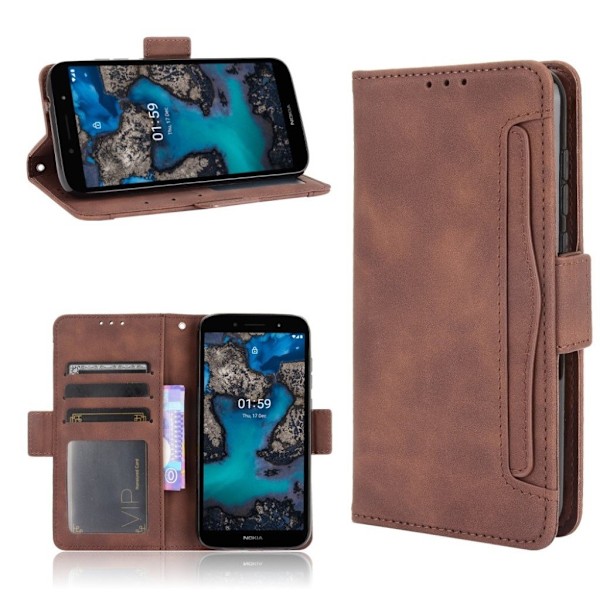 Modern-styled Læder Pung Etui til Nokia C1 Plus - Brun Brown