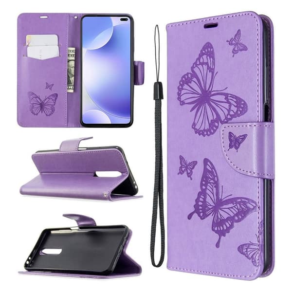 Butterfly Xiaomi Redmi K30 / Poco X2 flip etui - Lilla Purple