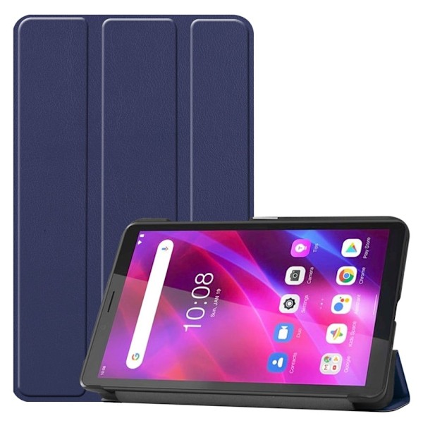 Tri-fold läderfodral för Lenovo Tab M7 (3:e generationen) - Mörkblå Blå