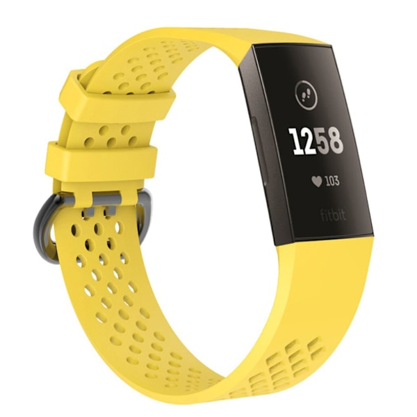 Fitbit Charge 3 ihåligt utbytbart klockarmand av mjukt silkonplast med klassiskt lås - Gul Gul