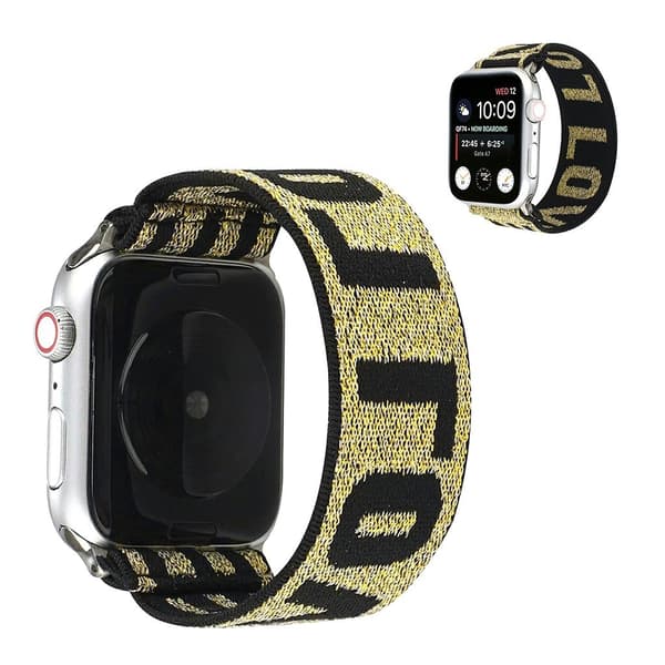 Apple Watch Series 6 / 5 44mm elastisk armbånd - Kjærlighetsmønster Gold