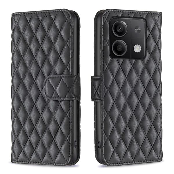 Rombuskuvioinen matta läppäkotelo Xiaomi Redmi Note 13 4G - Musta Black