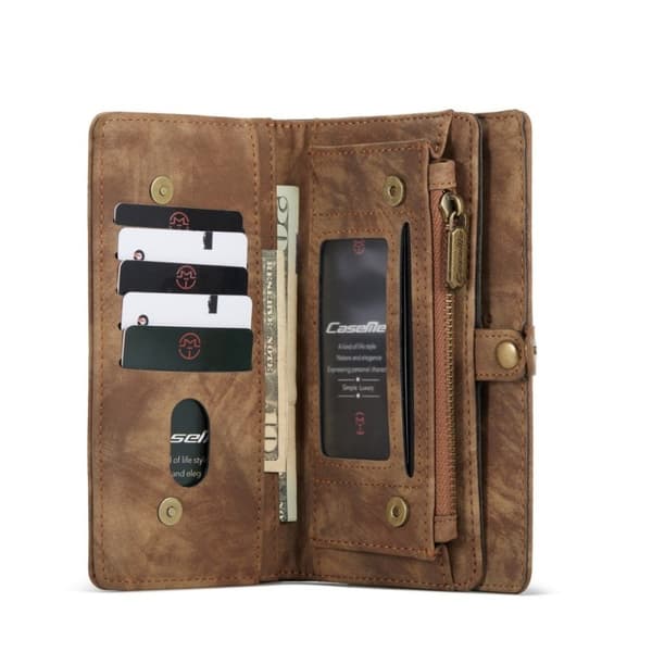 CaseMe iPhone 12 Pro / iPhone 12 etui med lynlås & pung - Brun Brown