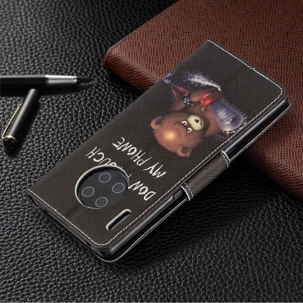 Wonderland Huawei Mate 30 Pro flip kotelot - Karhu ja Sen Varoitukset Black