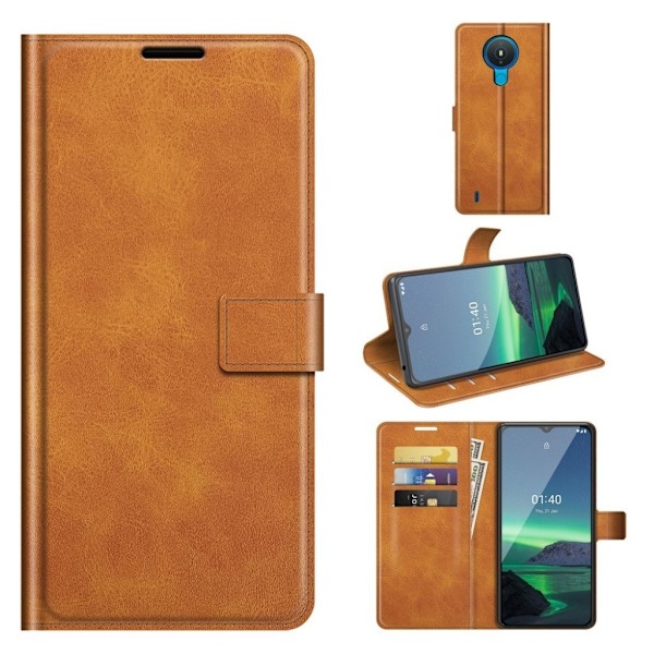 Wallet-style Læder Etui til Nokia 1.4 - Orange Orange