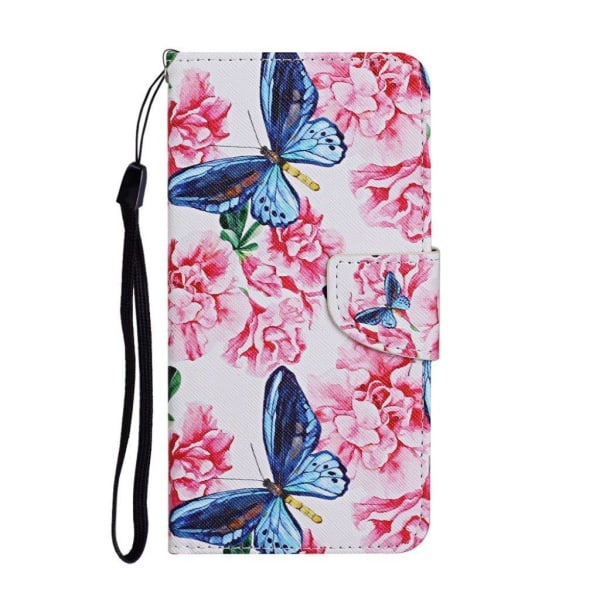 Wonderland iPhone 12 / 12 Pro flip case - Blue Butterfly and Flo Pink