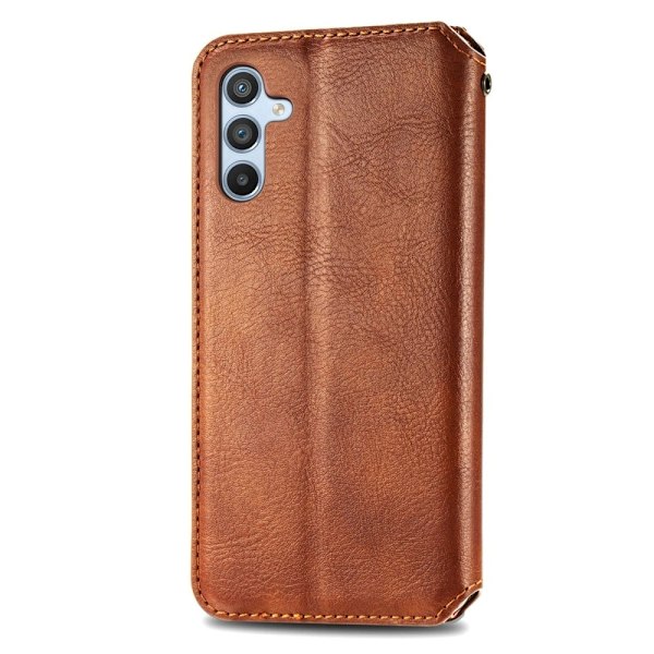 Nahkakotelo With A Stylish Rhombus Imprint For Samsung Galaxy A54 - Ruskea Brown