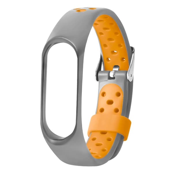Xiaomi Mi Smart Band 4 klockarmband i silikon med dubbla färger - Grå / Gul Silvergrå