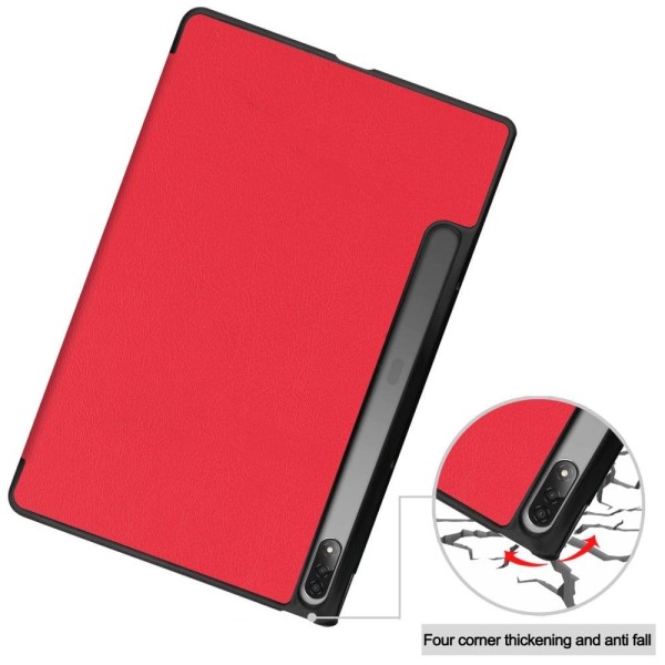 Lenovo Tab P12 Pro tri-fold leather flip case - Red Röd