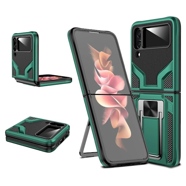 Shockproof Hybrid Suojakuori With Kickstand For Samsung Galaxy Z Flip4 - Vihreä Green