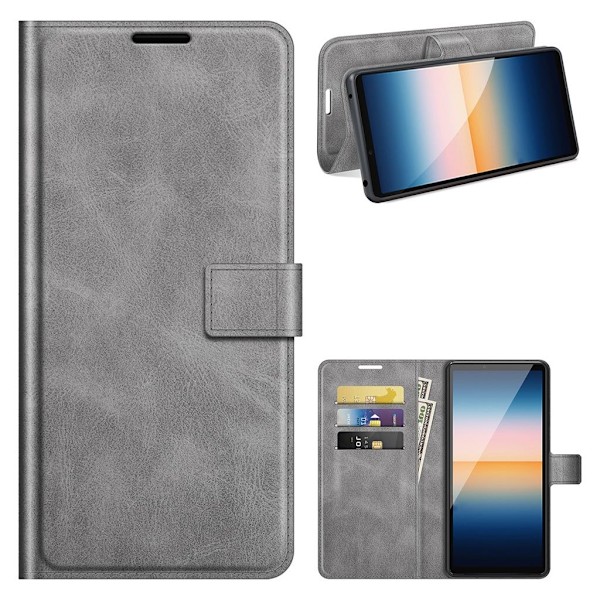 Lompakko Nahkakotelo For Sony Xperia 10 III - Harmaa Silver grey