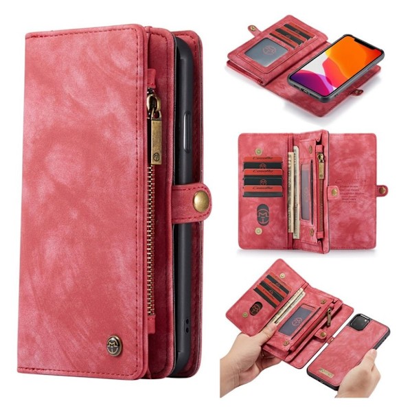 CaseMe iPhone 11 Pro Max Zipper Wallet kotelot - Punainen Red