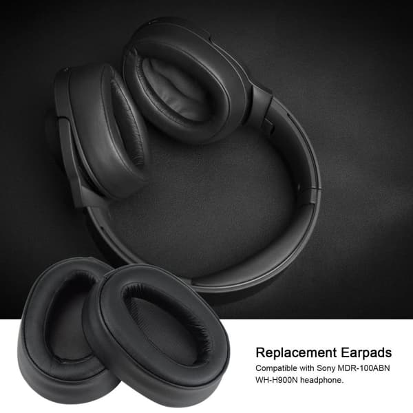 1 par Sony MDR-100ABN / WH-H900N öronkuddar i läder Svart