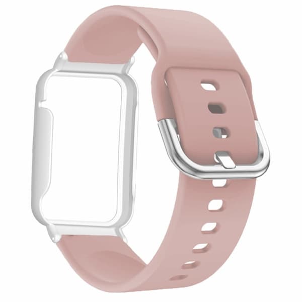 Xiaomi Smart Band 8 Pro Silikon Sportklockarmband med klockfodral - Rosa + Vit Snäcka Rosa